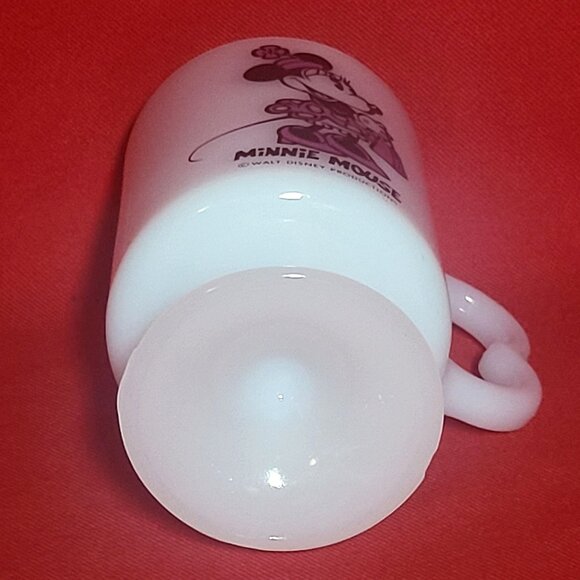 Walt Disney Productions White Milk Glass Cup Minnie Mouse Pedestal Footed Mug - Picture 6 of 11